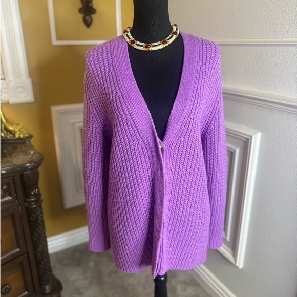 VINCE. 
Sculpted Sleeve Cardigan - Lavender Knit Women's Sweater - Picture 11 of 11